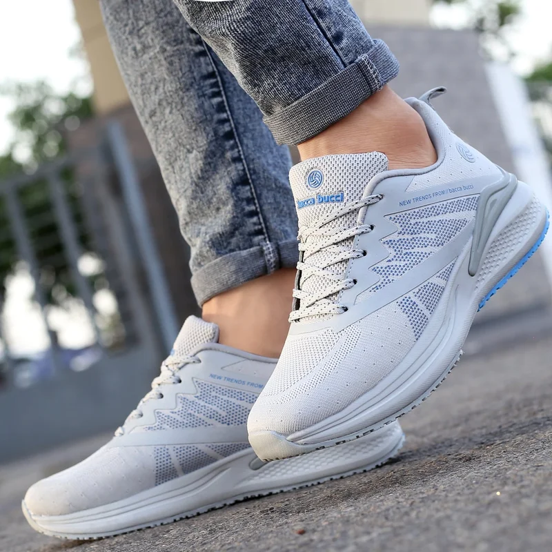 Bacca Bucci Light Grey Essential Everyday Walking and Running Shoes for Men | Best Price UAE